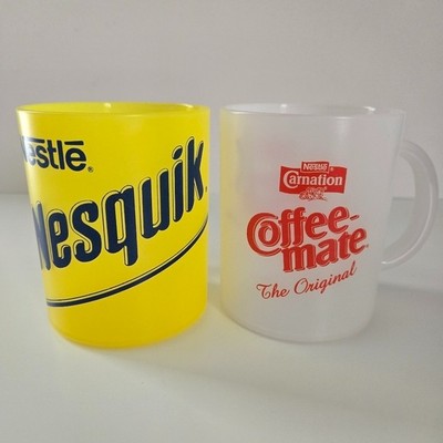 Vintage Nestle Nesquik and Carnation Coffee-Mate Advertising Plastic Mug Set