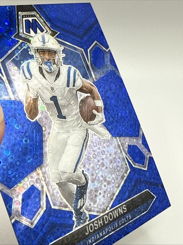 2024 Panini Mosaic Josh Downs #95 Blu No Huddle Disco Prizm /75 Colts - Foto 6 di 8