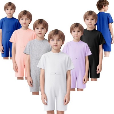 Unisex Kids Romper Back Invisible Zipper Jumpsuit With Press Button Hole Boys