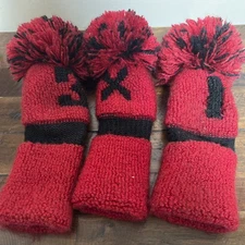 Red Black Pom Pom Golf Club Covers 1 3 X