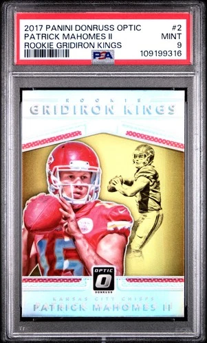 2017 Panini Donruss Optic #2 Patrick Mahomes Gridiron Kings RC Chiefs PSA 9