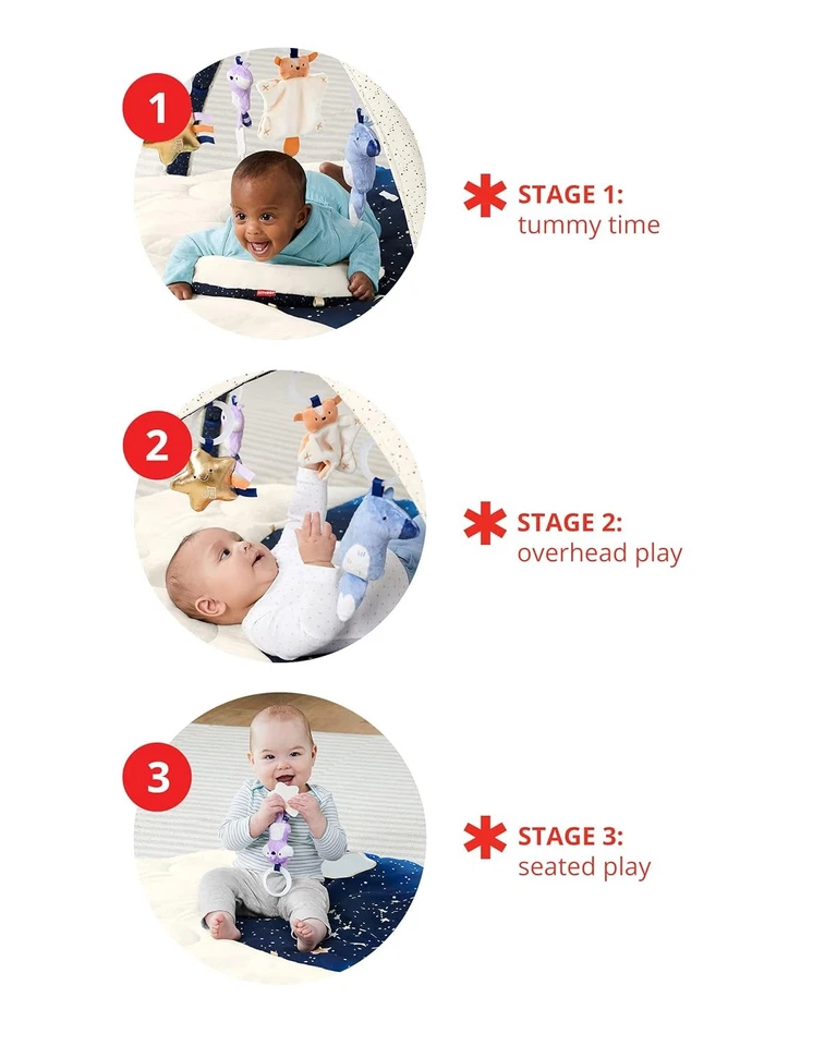 Skip Hop Celestial Dreams 3 en 1 Baby Tummy Time Mat Jugar Gimnasio Gris #R04 Foto 3 de 4