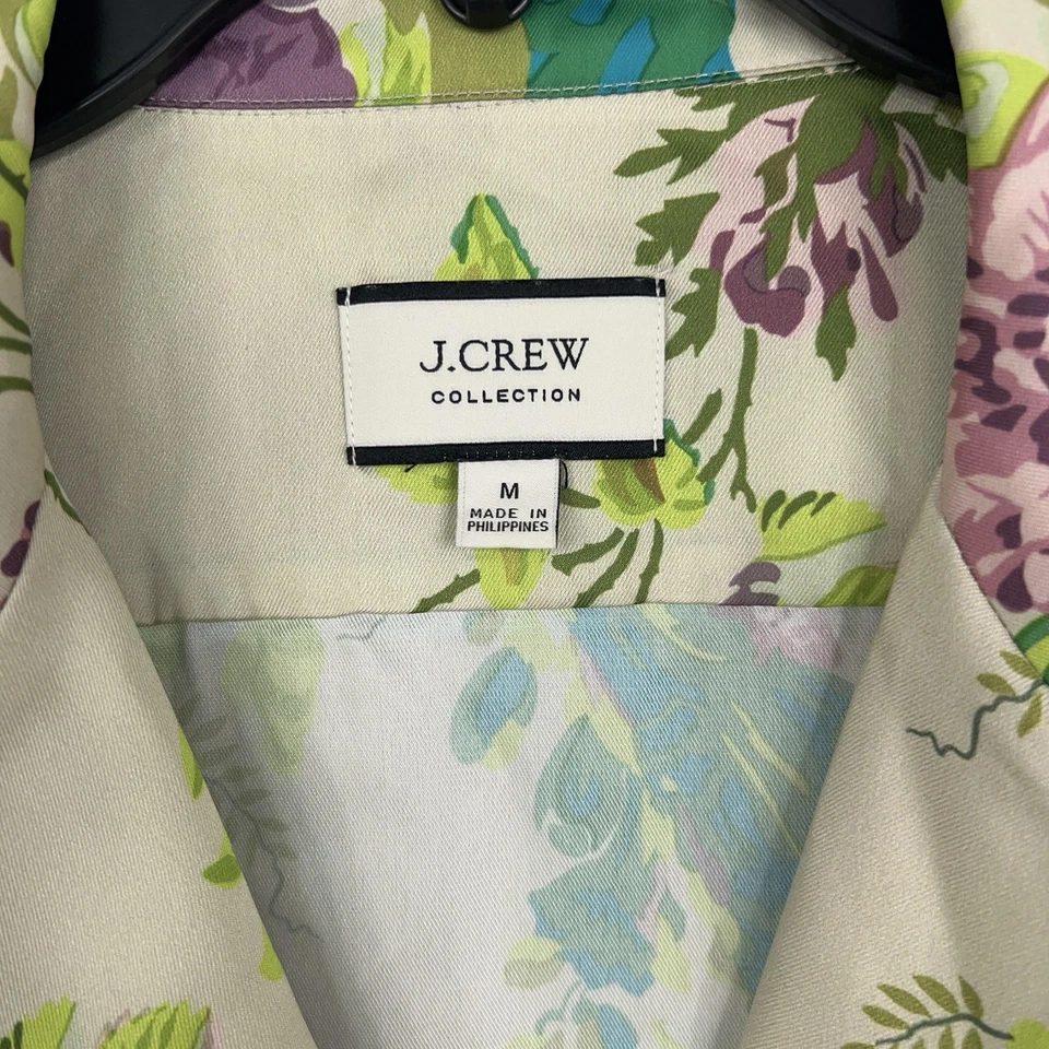 CAMISETA Colección J Crew Mujer Mediana Verde Ratti Hoja Floral Cortina Abotonada Foto 4 de 4