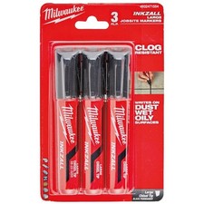 MILWAUKEE 3 PIECE BLACK INKZALL LARGE CHISEL TIP MARKER SET 4932471554