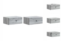 Nachttisch HäNgend 2Er Set Nachtschrank Graues Sonoma 49X34,5X20 Cm