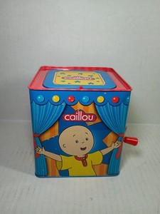 CAILLOU 2012 Hand Crank Metal JACK IN THE BOX Music Box Musical Toy PBS 