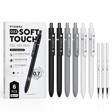 Black Gel Pens, 6Pcs Fine Point Smooth Writing Pens with 3 Extra Refills, Quick