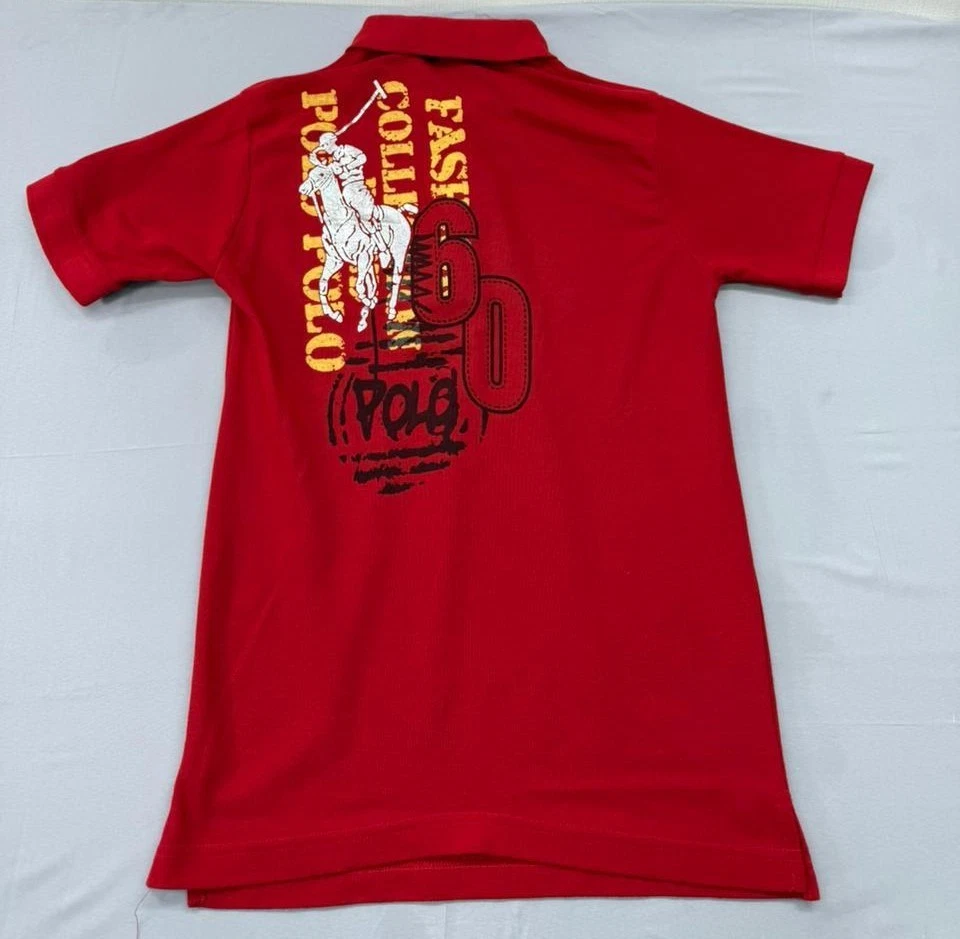Polo garçon rouge à manches courtes taille M 100 % coton - Photo 2/4