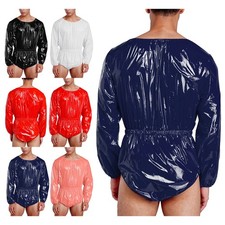 Mens Jumpsuit Party Leotard Nursing Bodysuit Sleepwear One Piece Waterproof