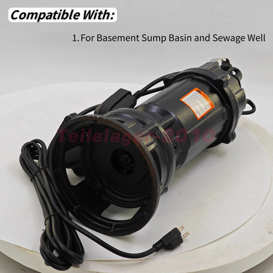 Bomba amoladora de aguas residuales 1HP 4200 220V GPH 2''NPT para sótano sumidero lavabo pozo de aguas residuales Foto 4 de 4