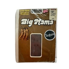 Vintage BIG MAMA NEW 1970s Ultra Sheer Sandalfoot Pantyhose Textured Large Grey
