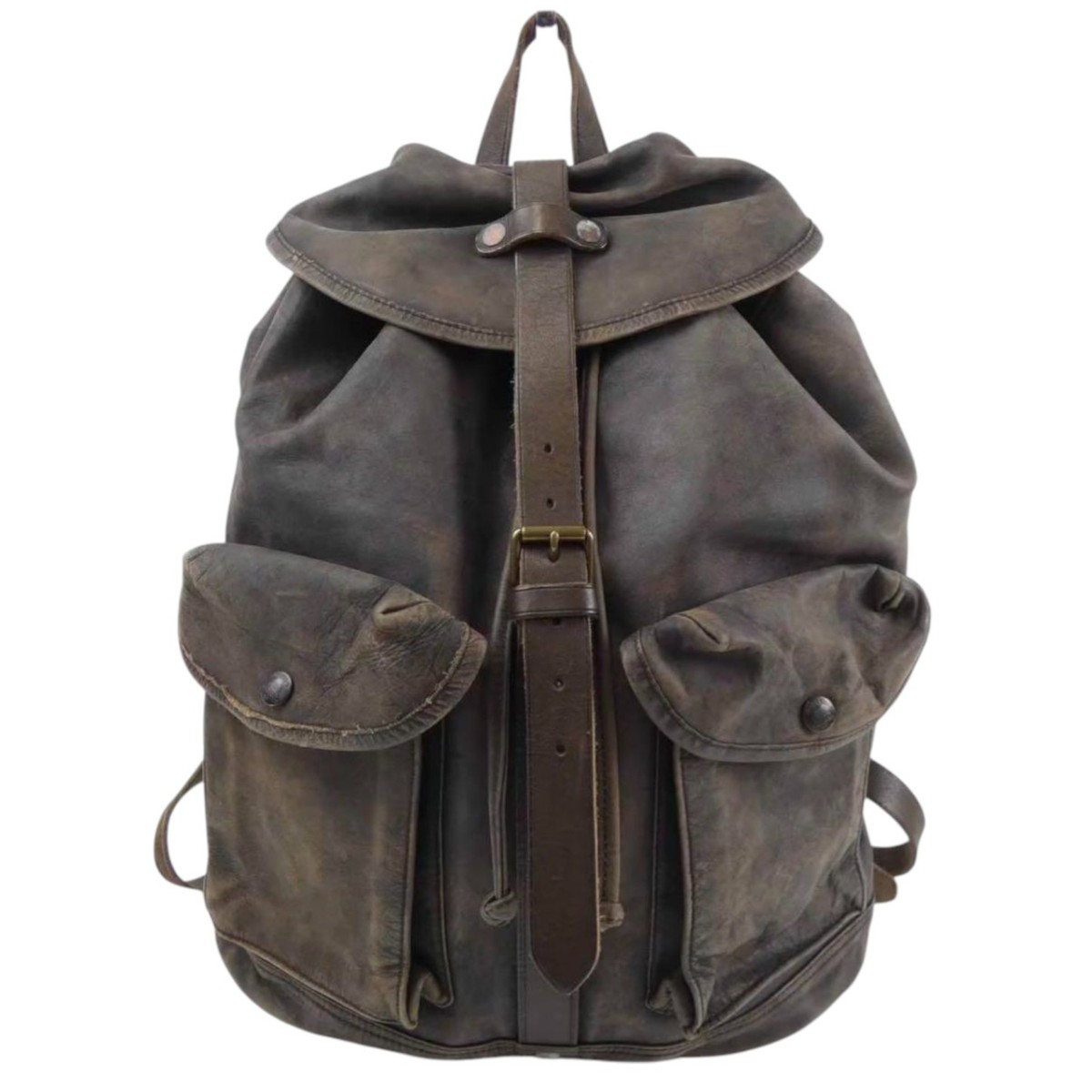 RRL ダークブラウン レザー パラシュート バックパック RRL ダークブラウン レザー パラシュート バックパック