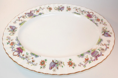 Royal Worcester 13 1/2'' Pekin Bone China Oval Geriffelt Servierplatte um 1970 Sehr guter Zustand