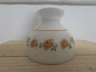 Vintage Milk Glass Hurricane Top Lamp Shade Painted Yellow Flowers 8" Bottom