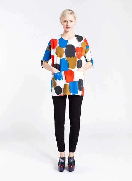 MARIMEKKO LONG T SHIRT TOP. BOLD PRINT. SMALL