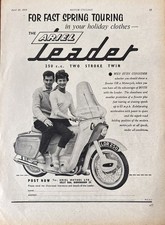 Ariel Leader 250 cc Twin For Fast Spring Touring 1959 Vintage Motorcycle Advert