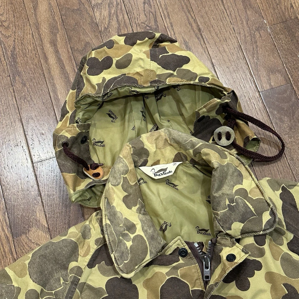 Vintage 80s Duxbak Goretex Duck Camo Rain Jacket Size Medium Full Zip Frogskin - Image 3 of 4