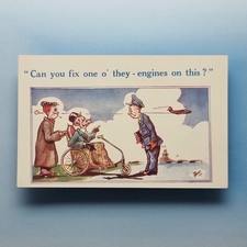 Comic Postkarte Kampfjet Bad Stuhl Motor RAF Flugzeug AKKI UM 1950 H.B. Ltd