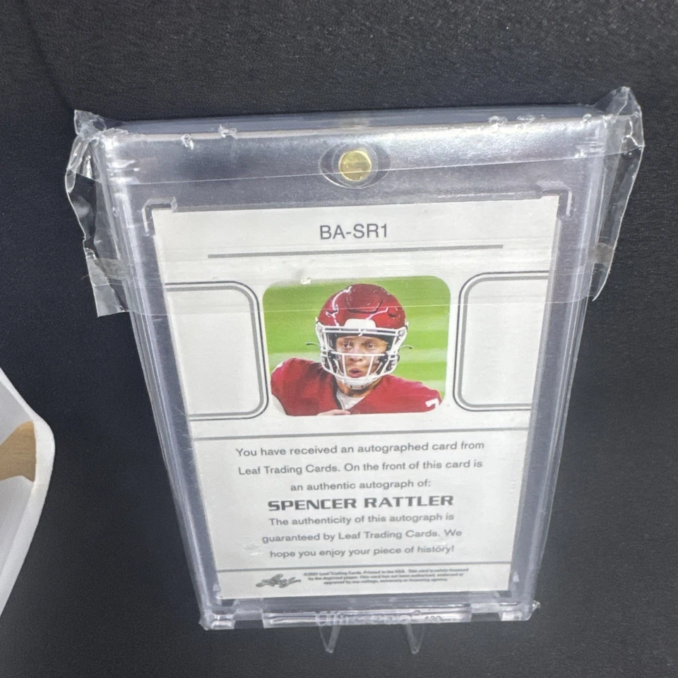 Spencer Rattler 2021 Leaf Memories - Auto # BR-SR1 #/10 Oklahoma - Image 2 of 2