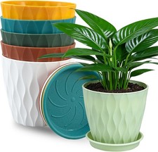 10cm/4-in Plant Pots Indoor 6 Pack Plastic Flower Pots with Drainage Holes and