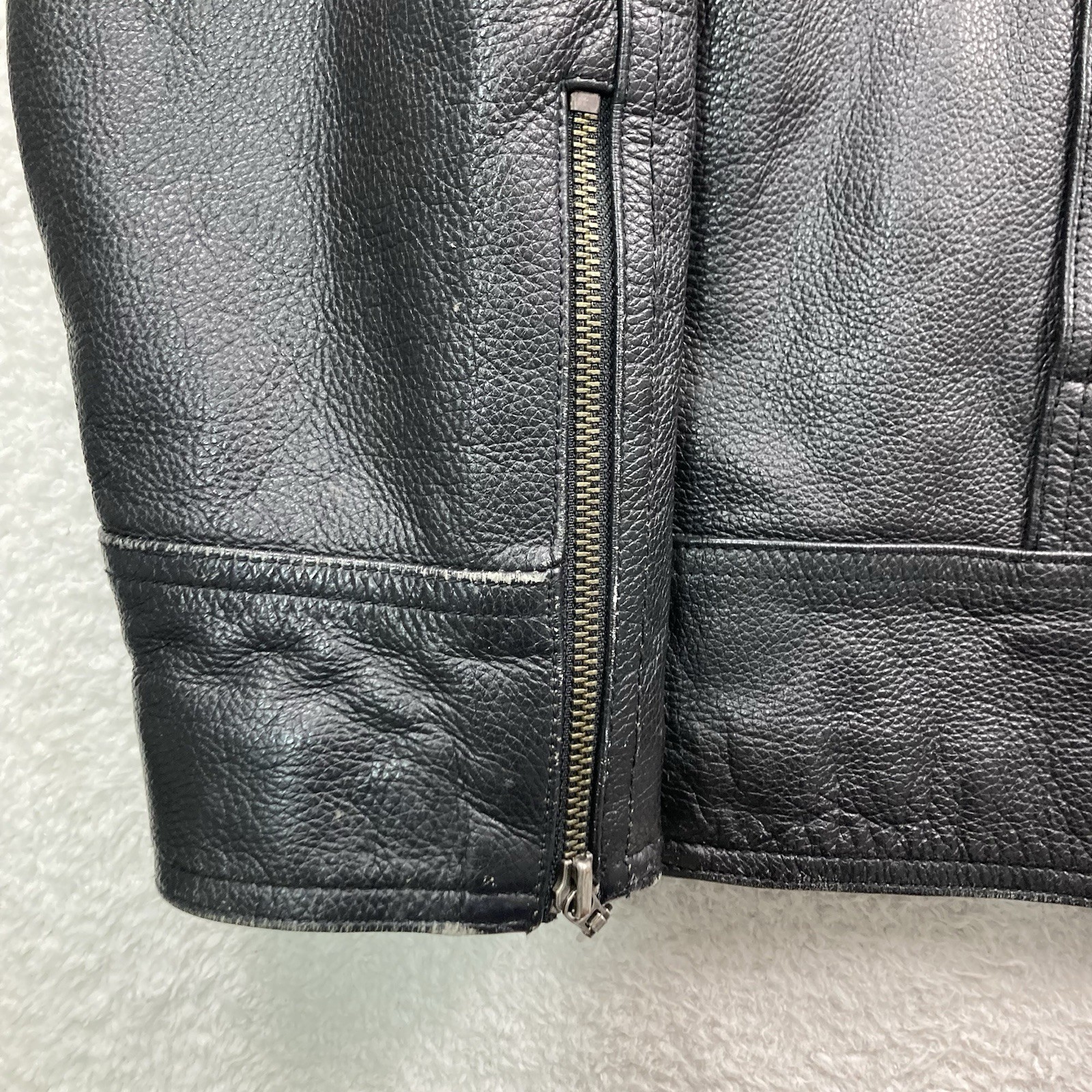 Vintage Charles Klein Leather Jacket Men XL Black Quilted Lined Zip Bomber Moto thumbnail 10