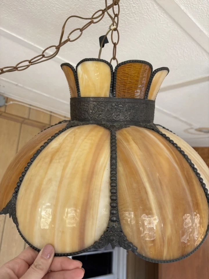 Lámpara de araña de vidrio Meyda Tiffany Annabelle Slag Foto 3 de 4