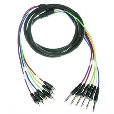 Audio 6-fach Multicorekabel 3m Schwarz Klinke Mono Cinch Male PVC Mantel
