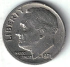 USA - 1971P - Dime - Roosevelt - Super Rare, No Mint Mark - #21384