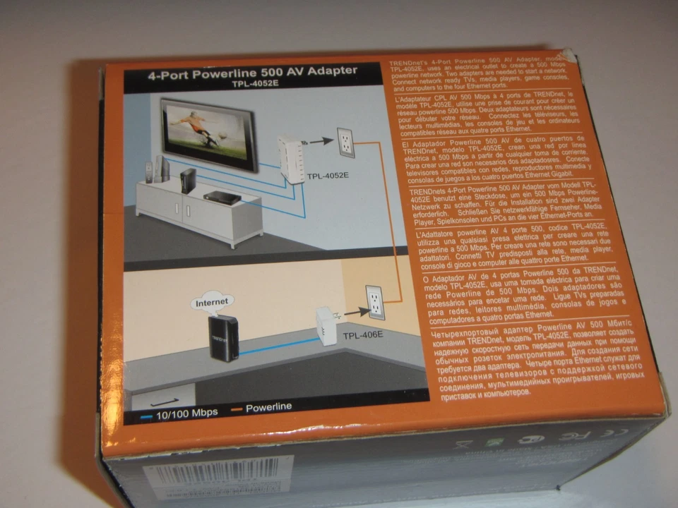 TRENDnet TPL-4052E 500 MB/s Powerline AV 4x Port Ethernet Adapter, Open Box - Image 3 of 4