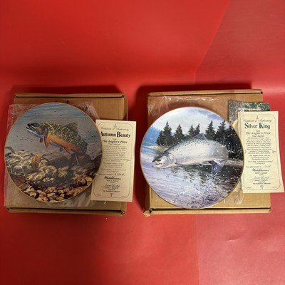 Angler s Prize Collector Plates Autumn Beauty & Silver King w/ COA Boxes