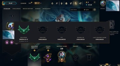 League of Legends EUNE Emerald 4 Smurf - 39k blue essence - Season 2026