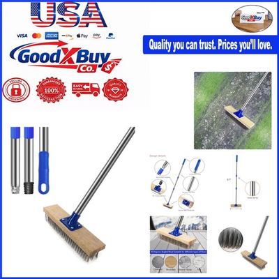 #ad Stainless Steel Deck Brush 57 Inch Heavy Duty Scrubber for Concrete Pool Pati... $37.65