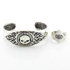 Harley-Davidson Sterling Willie G Skull Flames Bracelet Ring Lot of 2 #S5594-2 — photo 1