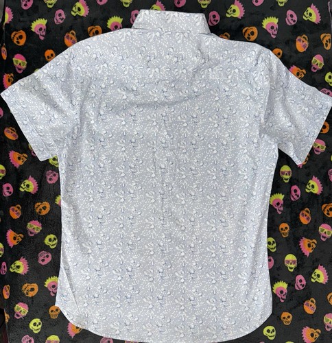 Saks Fifth Avenue Light Blue Short Sleeve Button Down Embroidered Shirt L - Picture 7 of 8