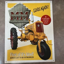 16"x 12.5" minneapolis-moline tractor metal sign reproduction preowned