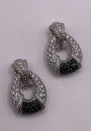 Judith Ripka Black Onyx Sterling Silver Door-Knocker Earrings (12.7g) - Bild 2 von 14