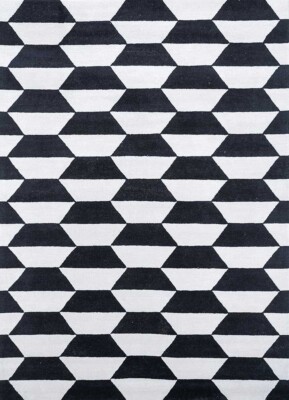 White/Ebony modern handmade design hand tufted rug bedroom hall kitchen room rug