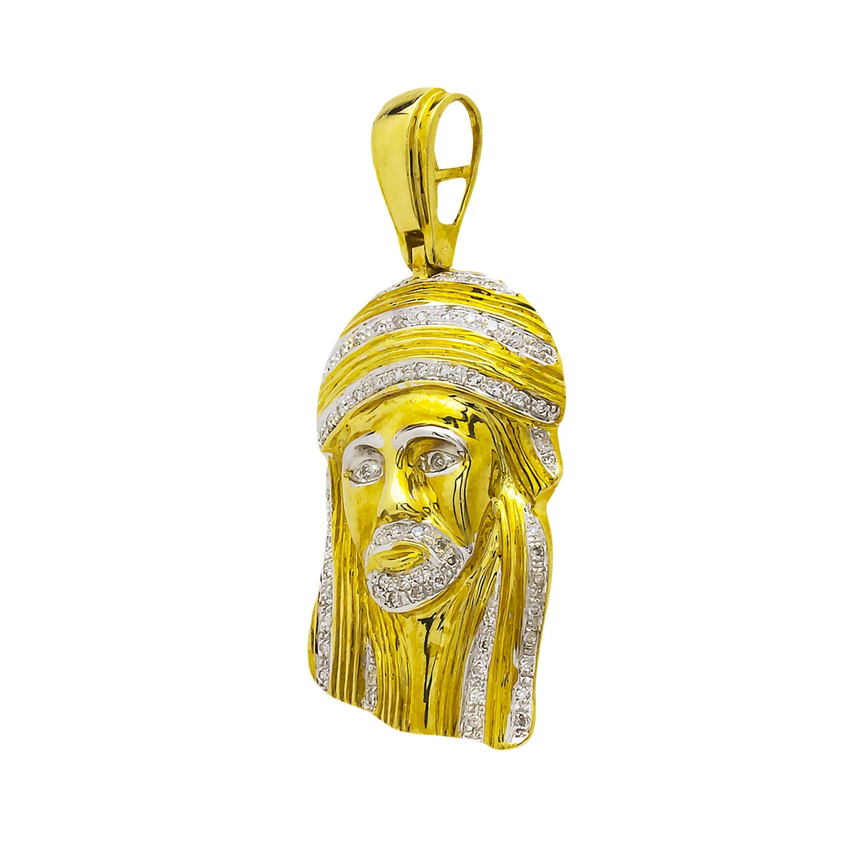 10K Yellow Gold Diamond Jesus Christ Head Pendant 0.35ct 10.3 Grams