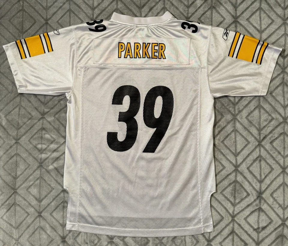 Camiseta Reebok #39 Parker Youth Lg 14–16 NFL Steelers Super Bowl XLII 17,5x27 - Imagem 2 de 4