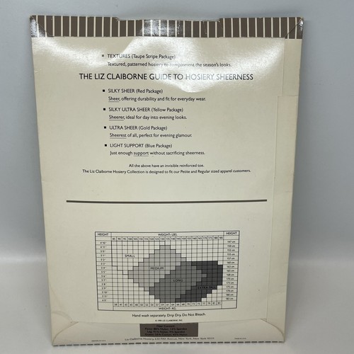 Vtg 90s Liz Claiborne Textured Pantyhose Control Top Tulle Cream Sz Medium - Picture 4 of 6