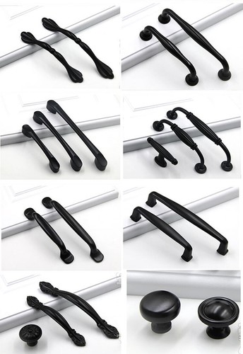 Zinc Kitchen Cabinet Handles Drawer Bar Handle Pull Knobs 96MM 128MM Matt Black - Picture 7 of 24