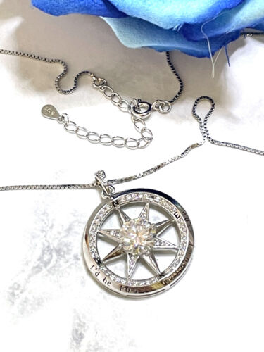 3.5ct Diamond Compass Necklace Pendant 18k Gold Vermei Lost Without you Handmade - Picture 8 of 17
