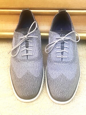 COLE HAAN ZERO GRAND GRAY MESH LEATHER TRIM WINGTIP SNEAKERS SHOES SIZE: 10.5