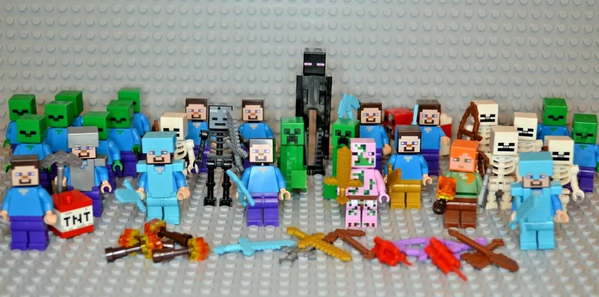 Lego Jogo Technic Minecraft Figura Brinquedos Personagens Steve Creeper  Zombie Enderman Blocos De Construção De Brinquedo Caçoa O Presente