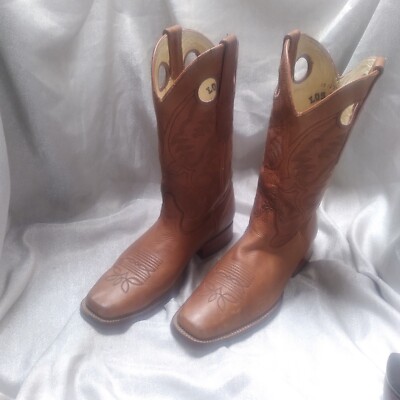 Los Altos Boots Men\'s Brown Square Toe Mid-Calf Western Boots Size 7.5 EE Brown Western Boots Square Toe - Los Altos Boots main image 4