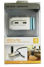 Belkin, NEW,  USB Plus (F5U304WHT) 4-Ports External Hub, Free Ship, See Photos