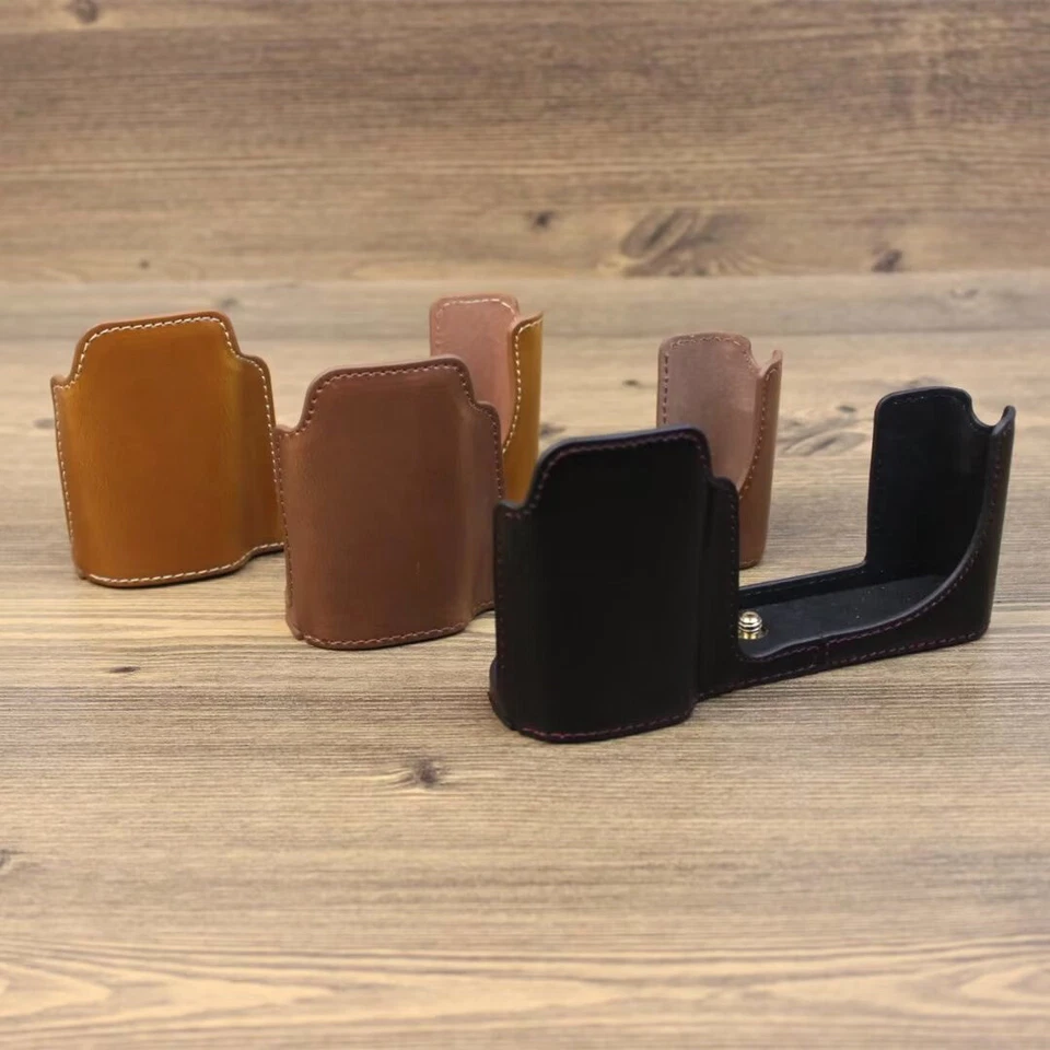 Medio estuche protector de cámara de cuero real genuino agarre para Leica T tipo 701