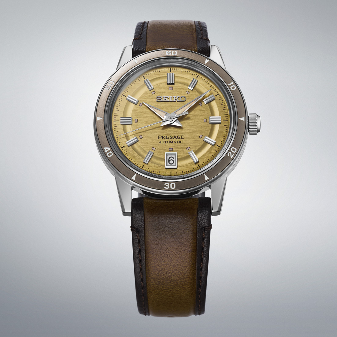 Seiko SRPL75 Watch for Men - Presage Collection Champagne Gold