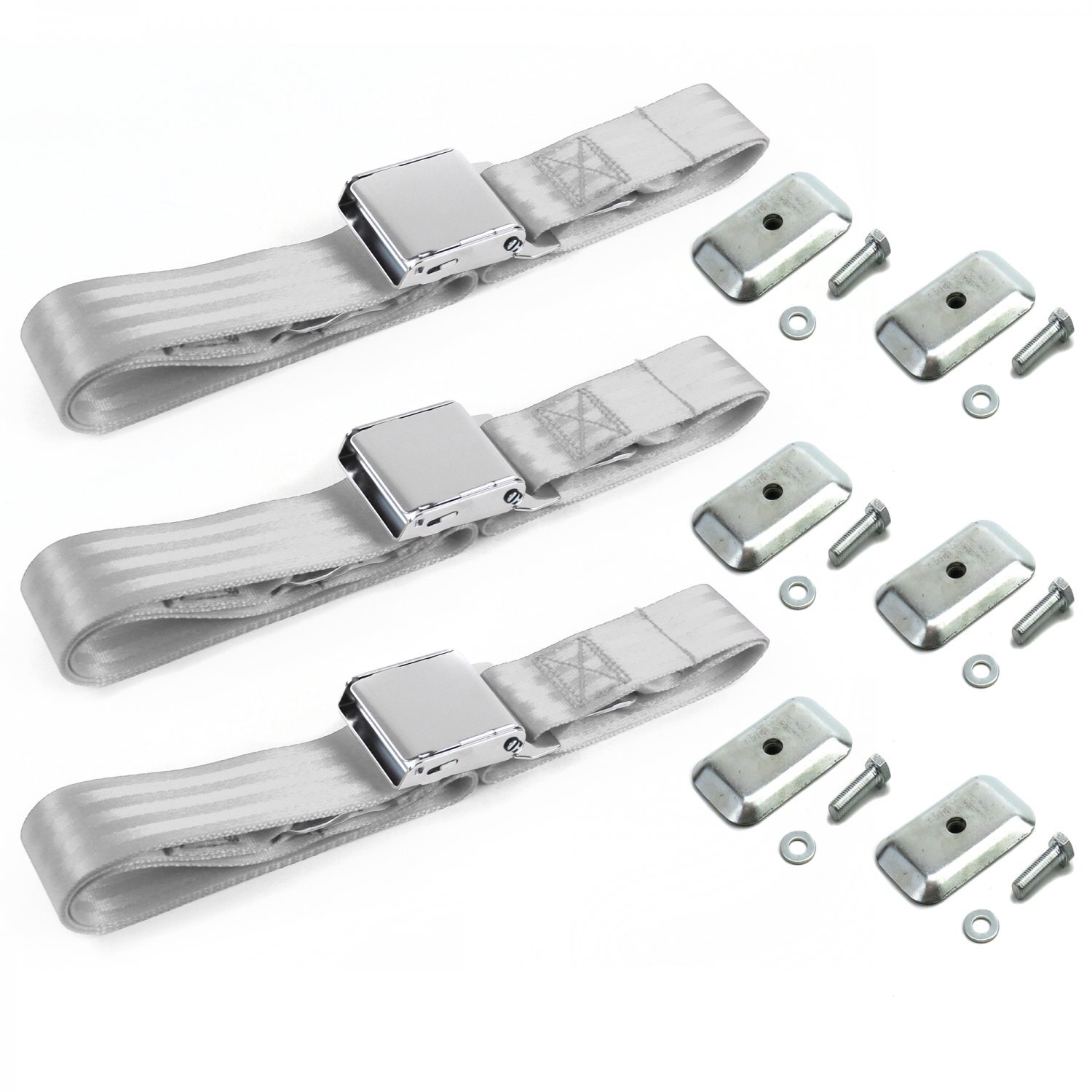 Ford GT40 1964 - 1969 Airplane 2pt Gray/Grey Lap Bench Seat Belt Kit w/ Bracketr
