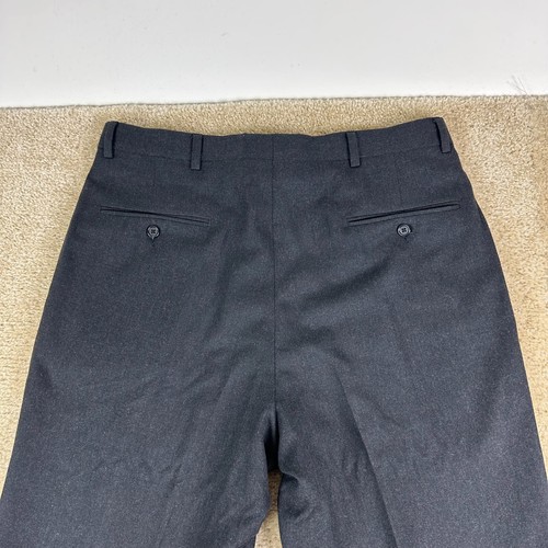 Austin Reed Super 100s Mens Pants 33x32 Pleated Cuffed Dress Trousers charcoal - Picture 12 of 13